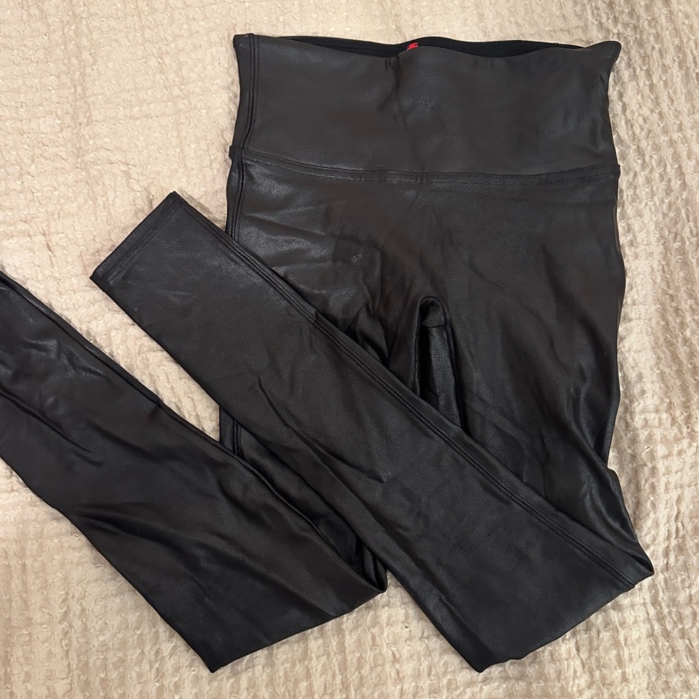 SPANX Black Faux Leather Leggings